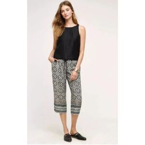Anthropologie Hei Hei Women's Cropped Pants Boho Print Pull On XS Drawstring